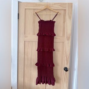 XS Maroon Red Ribbed Dress